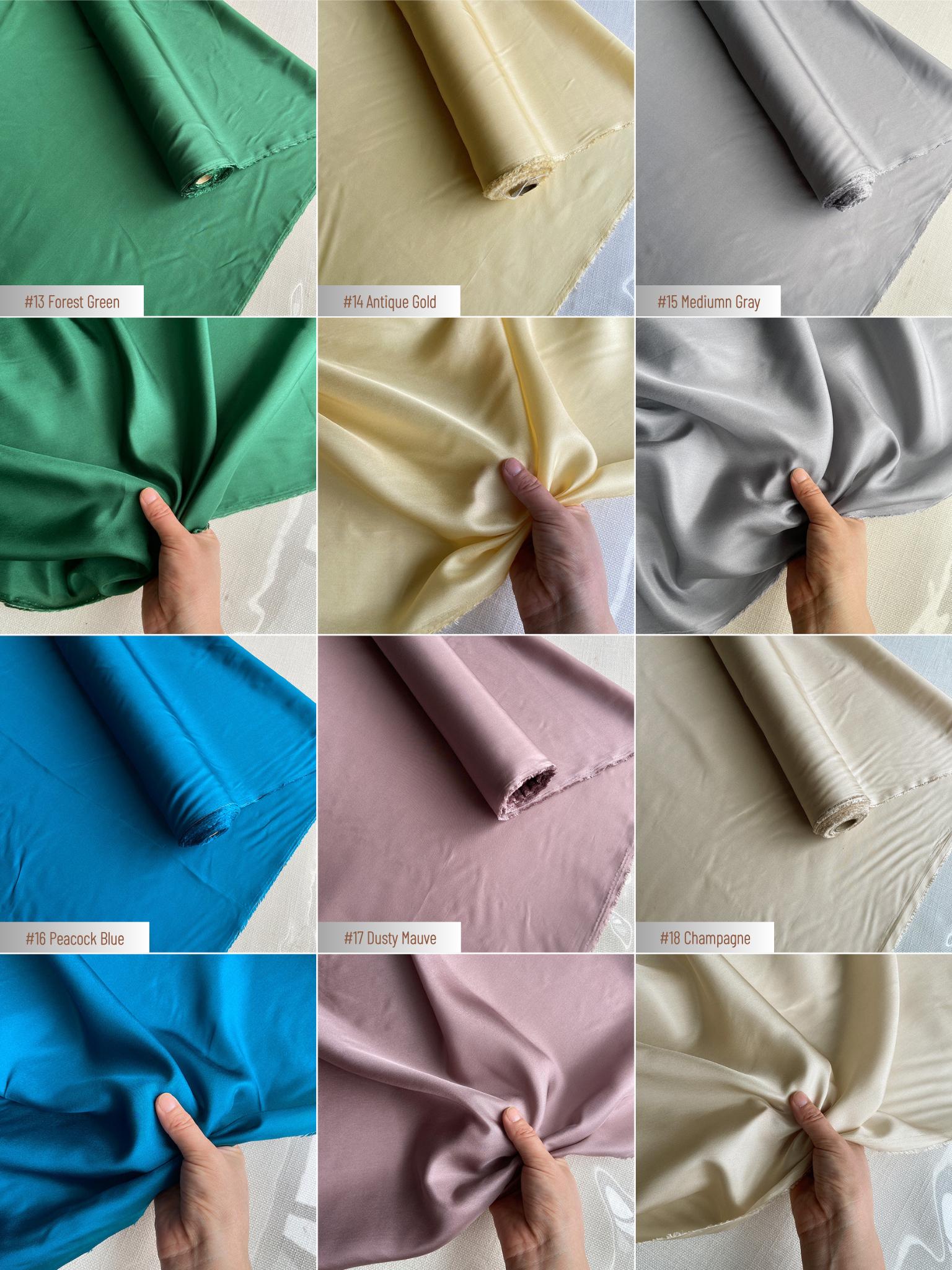 100% Silk Habotai, 10 Momme 50 Solid Colors Silk Fabric, 140cm wide by the Yard or Meter