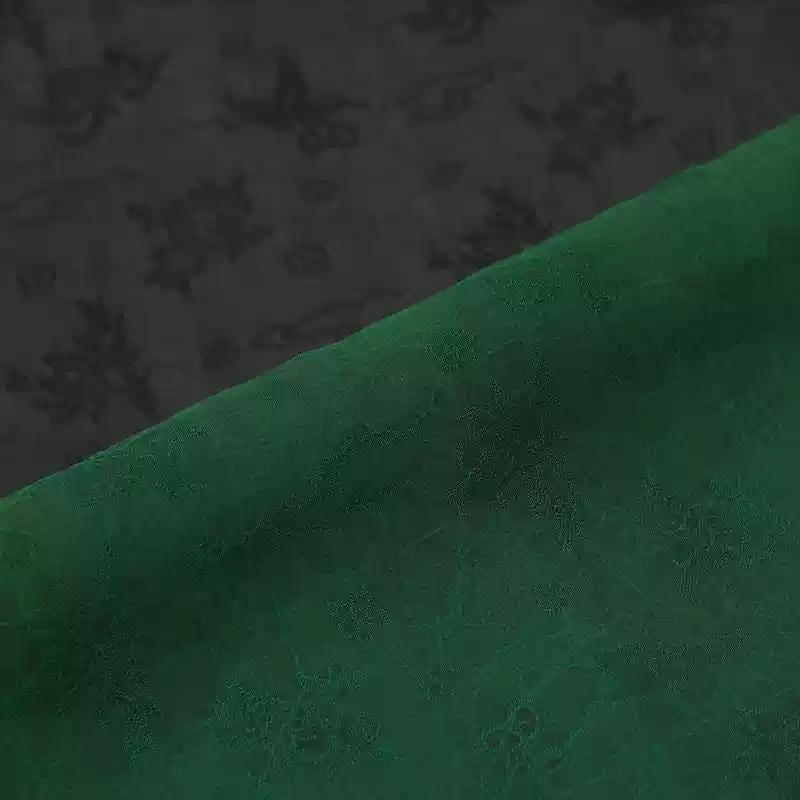 LAOGUI - 21 Momme Jacquard Jet Black Silk Plain Satin with Cracked Xiangyunsha Fabric - 110cm by the Yard