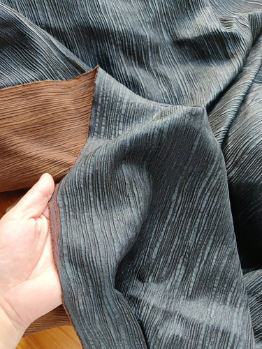 SHUNYUDUAN - 40 Momme Handmade Plant Dye Jacquard Crinkled Mud Silk Satin Fabric - 140cm wide by the Yard