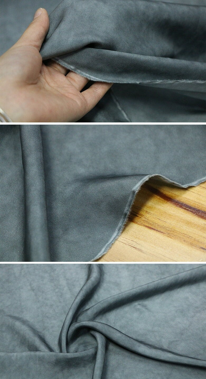 HERR - 18 Momme Dirty Dyeing Distressed Twill Silk Fabric Made of Mulberry Silk - 135cm by the Yard