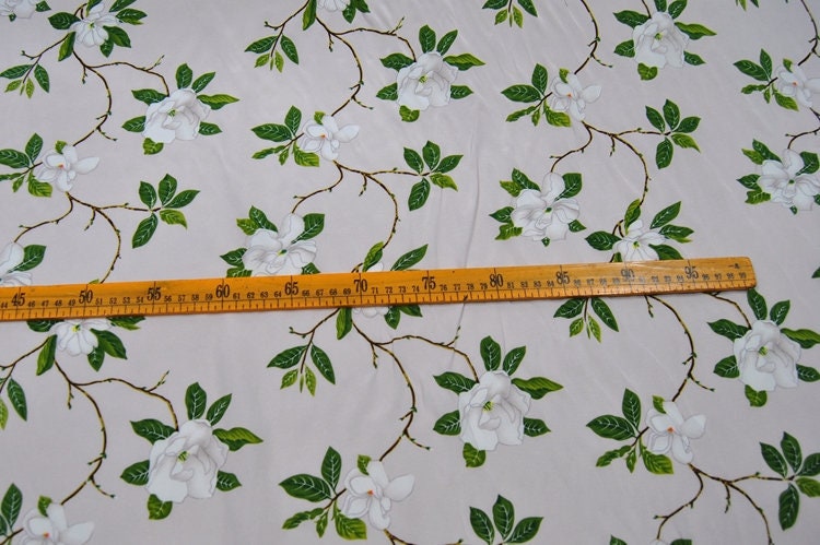 MUXIANG - 22 momme Floral Print Stretch Silk Crepe de Chine Fabric - 138cm wide by the Yard