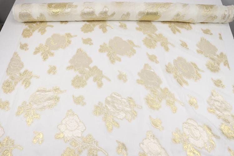 JFHBDH - 8 Momme Golden Thread Weave Silk Georgette Fabric - 112cm wide by the Yard