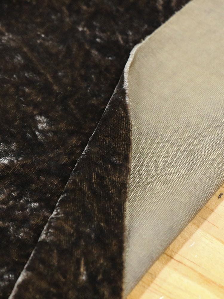 MIXIA - Handmade Plant-dyed Elk Brown Niche Silk Velvet Fabric - 125cm wide by the Yard