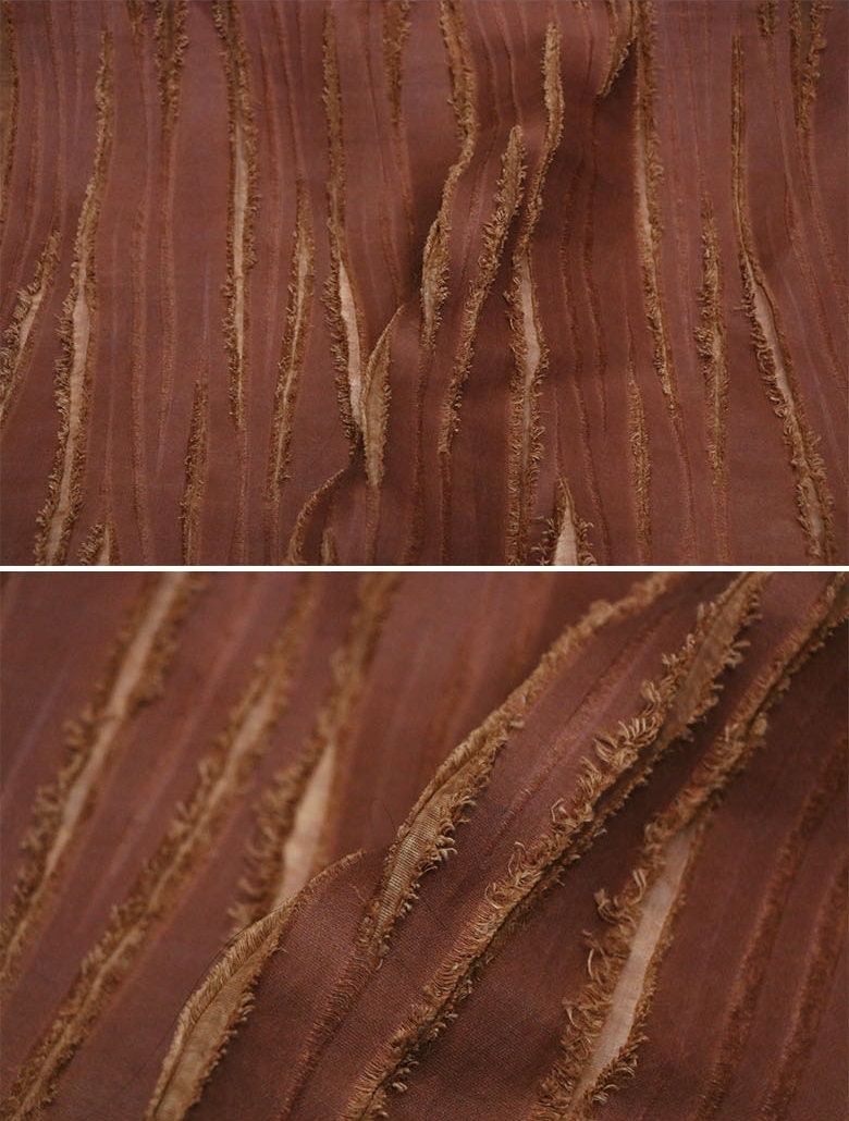 HONGLIANG - Handmade Plant Dye HongYunSha Special Cut Flower Silk Linen Fabric - By the Yard