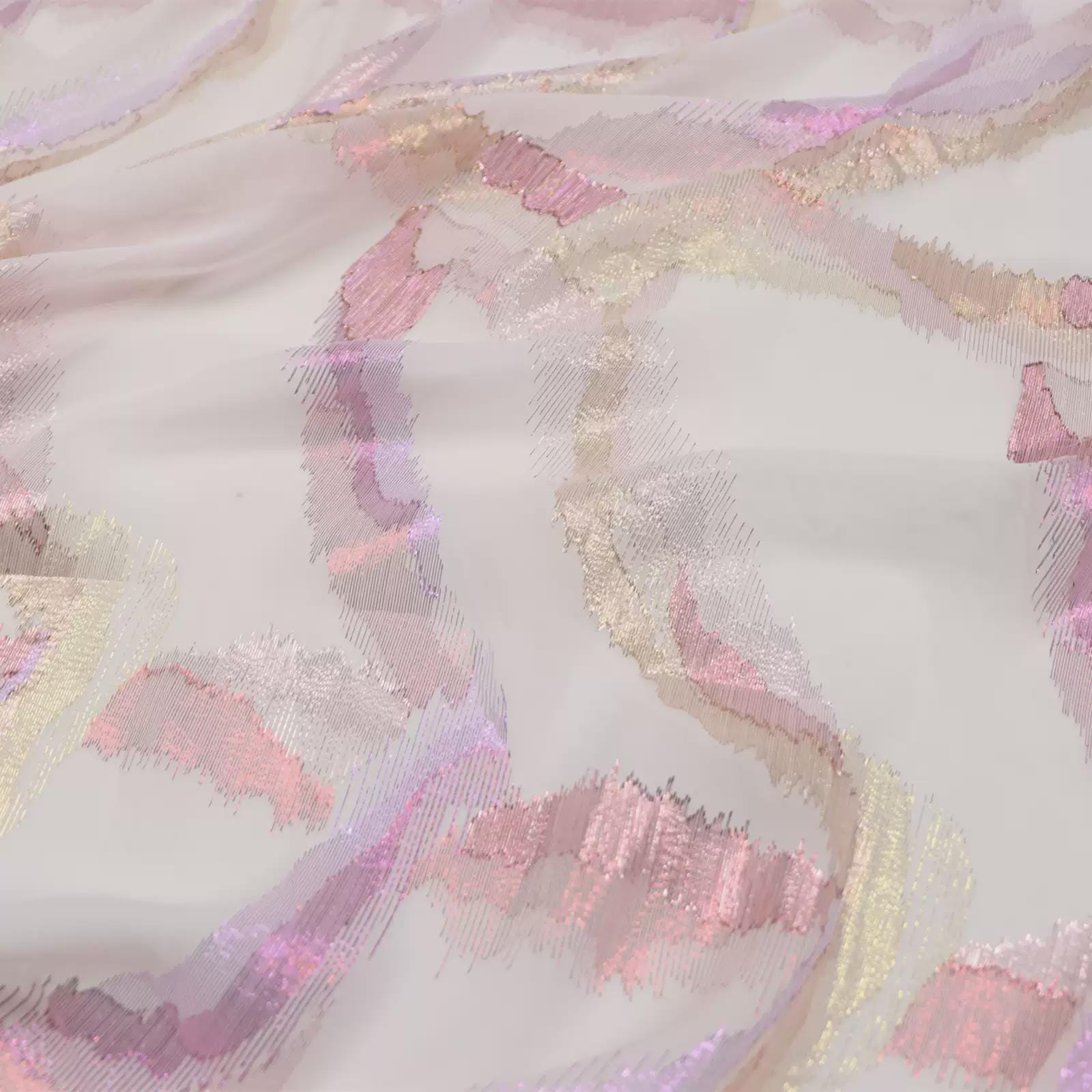 JFHCSL  - 10 Momme Golden Thread Weave Silk Georgette Fabric - 140cm wide by the Yard