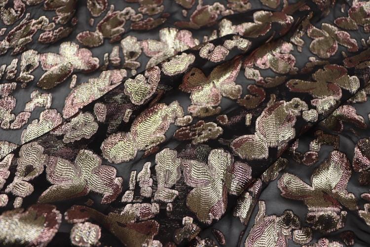 JFHHDH - 15 Momme Golden Thread Weave Silk Georgette Fabric - 140cm wide by the Yard