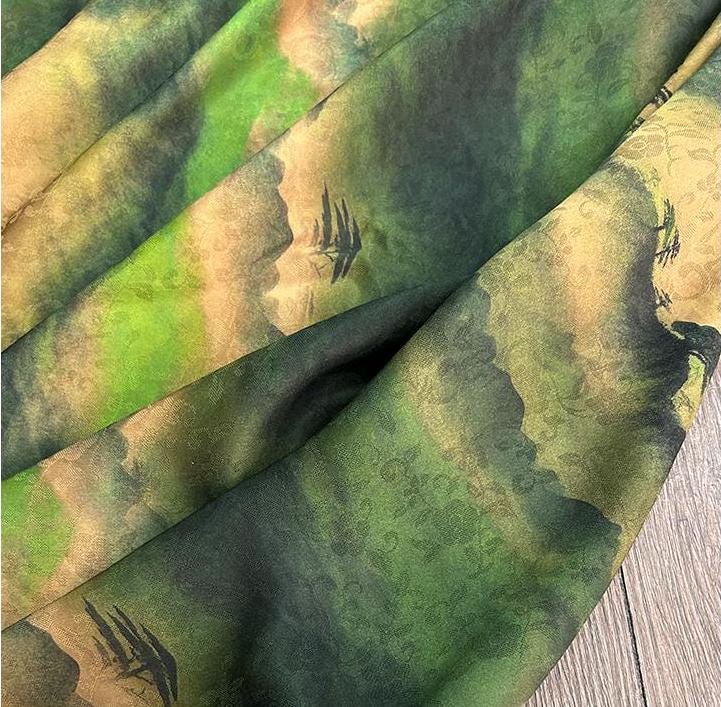 FNGJN - Handmade 25 Momme HUALUO Jacquard Mud Silk Fabric (Openwork texture) - 113cm by the Yard