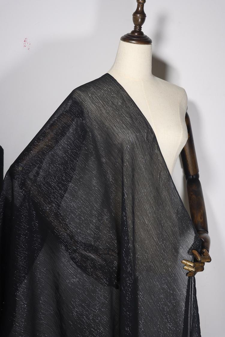 JFHYSY  - 8 Momme Golden Thread Weave Silk Georgette Fabric - 120cm wide by the Yard