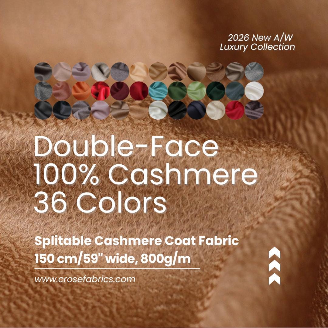 100% Pure Cashmere - Double Faced for Luxury Coats, 150cm wide by the Yard