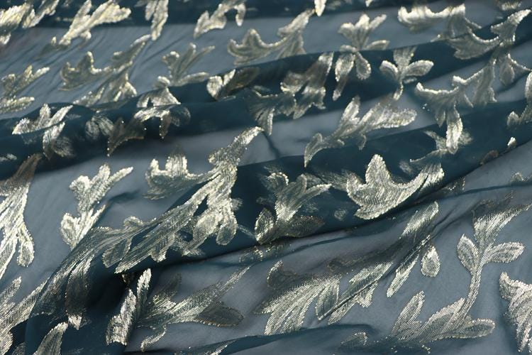 JFHSUY - 10 Momme Golden Thread Weave Silk Georgette Fabric - 140cm wide by the Yard