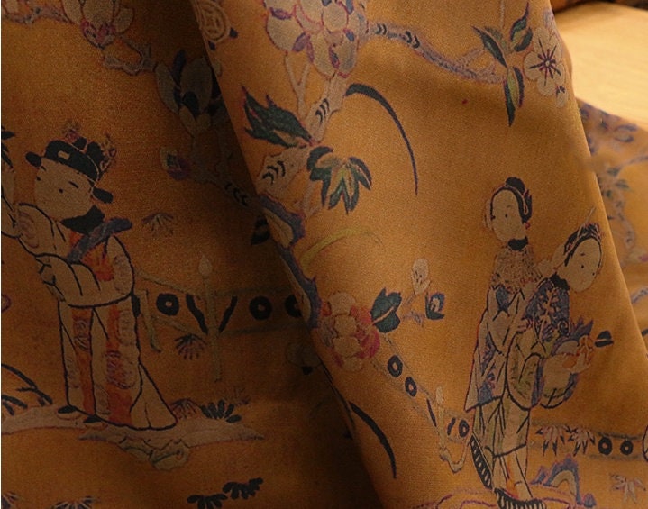 GF - 34 Momme Full Of Spring Print Double-Sided Satin Mud Silk Fabric - 105cm wide by the Yard