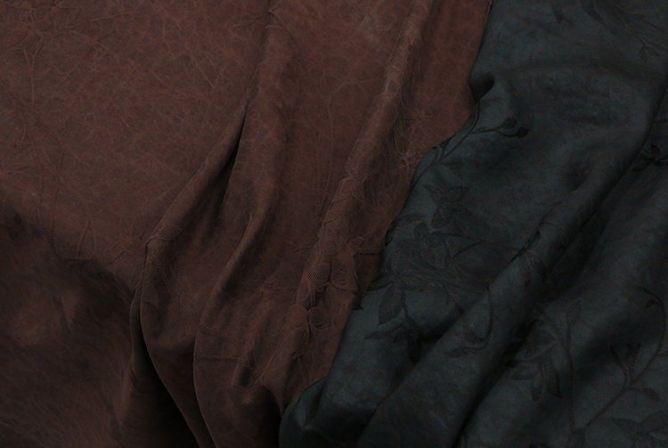 CRBELL - Coffee Red 28 Momme Handmade Jacquard Plain Satin Plant Dye Mud Silk Fabric, 135cm by the Yard