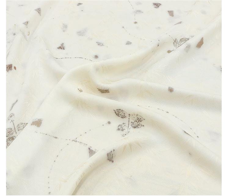 TURAYE - 19 Momme Handmade Jacquard Plant Dye Leaf Pattern Jacquard Perforated Silk Fabric Silk Rayon Blend - 128cm wide by the Yard