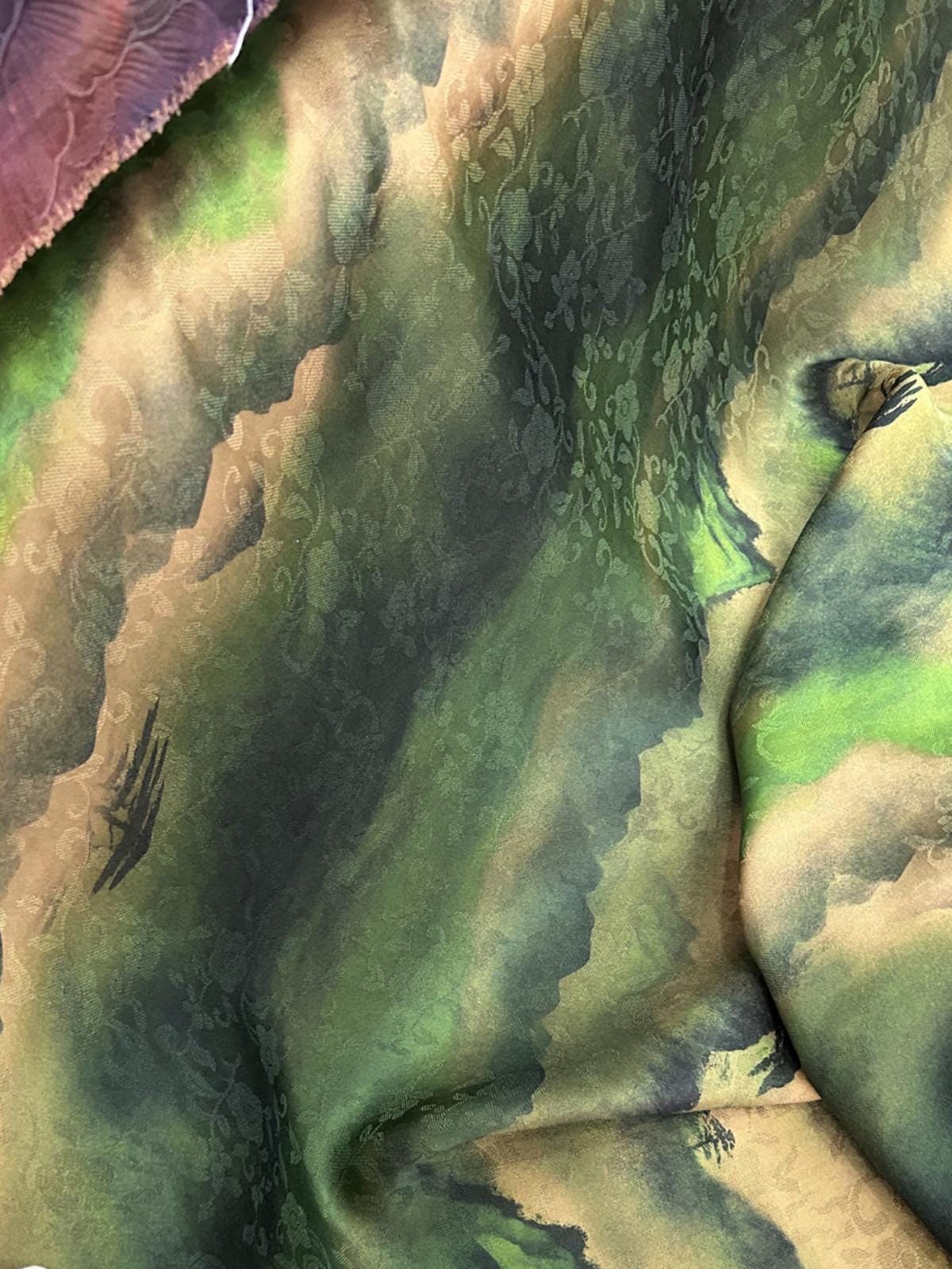 FNGJN - Handmade 25 Momme HUALUO Jacquard Mud Silk Fabric (Openwork texture) - 113cm by the Yard