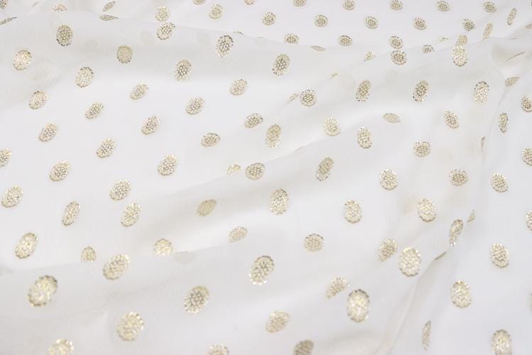 JFHBDX - 13 Momme Golden Thread Weave Silk Georgette Fabric - 114cm wide by the Yard