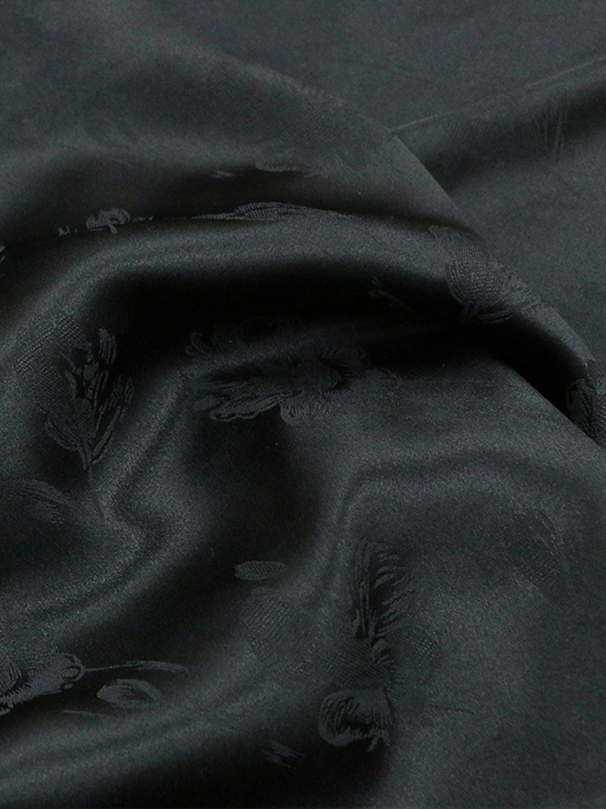 YUJIXA- Handmade 19 Momme Black Tulip Jacquard Silk Brocade Mulberry Silk Fabric - 135cm wide by the Yard