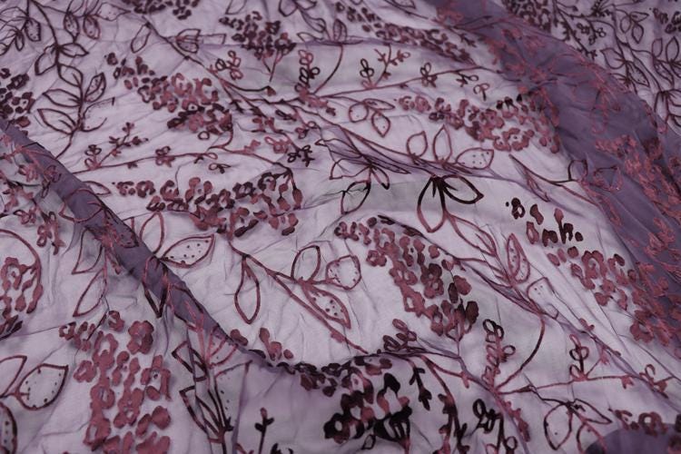JIURED - Sheer Burnout Silk Devore Satin Fabric - 112cm wide by the Yard