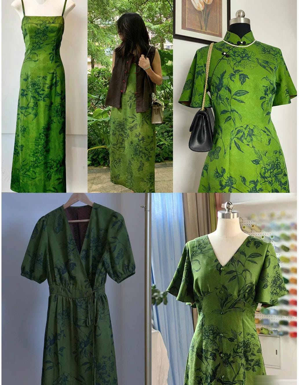 QINTNG - Handmade 25 Momme HUALUO Jacquard Mud Silk Fabric (Openwork texture) - 113cm by the Yard