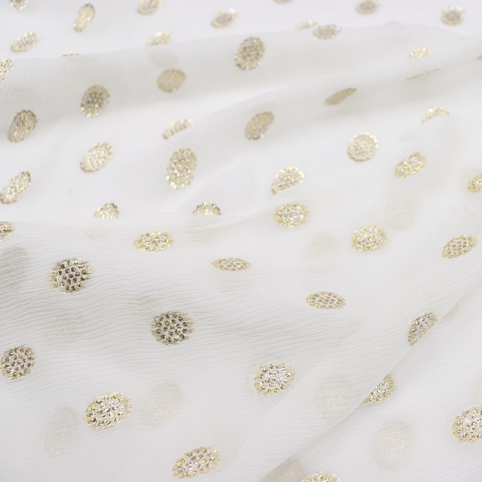 JFHBDX - 13 Momme Golden Thread Weave Silk Georgette Fabric - 114cm wide by the Yard