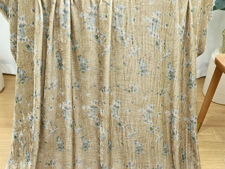 ZSRLHL - 55 Momme  Pear Blossom Pattern with Three Background Colors Printed Mulberry Silk Velvet Fabric -  140cm wide by the Yard
