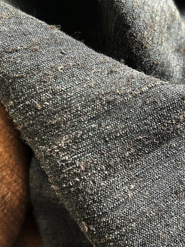 YEZUOSI - 50 Momme 100% Tussah Slub Mud Silk Fabric, Black and Brown,120cm wide by the Yard
