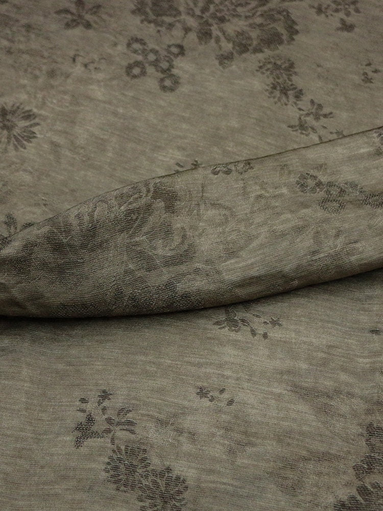 DIRTYH  -  Handmade Dirty Dyed Heavyweight Tussah and Linen Blended Jacquard  Silk Fabric - 137cm By the Yard