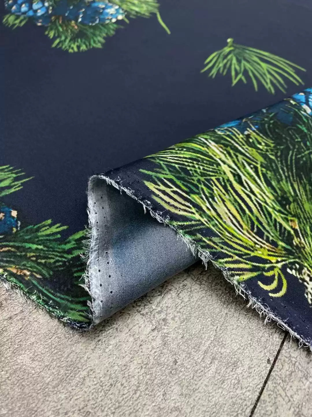 BUBZQD - 18 Momme Navy Blue Base Printing Stretch Silk Crepe De Chine Satin Fabric - 140cm By the Yard