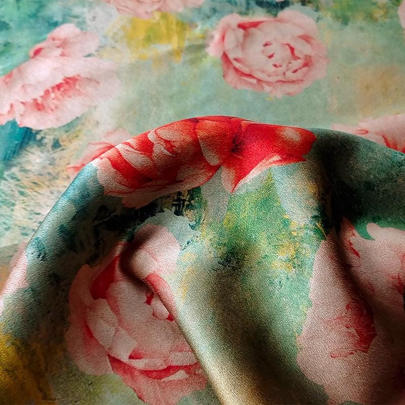 GUYMGY - Handmade 40 Momme Jacquard Mud Silk Satin Fabric - 112cm By the Yard