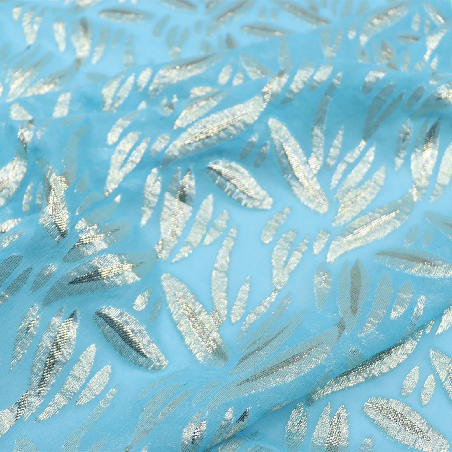 JFHDLS - 12 Momme Golden Thread Weave Silk Georgette Fabric - 135cm wide by the Yard