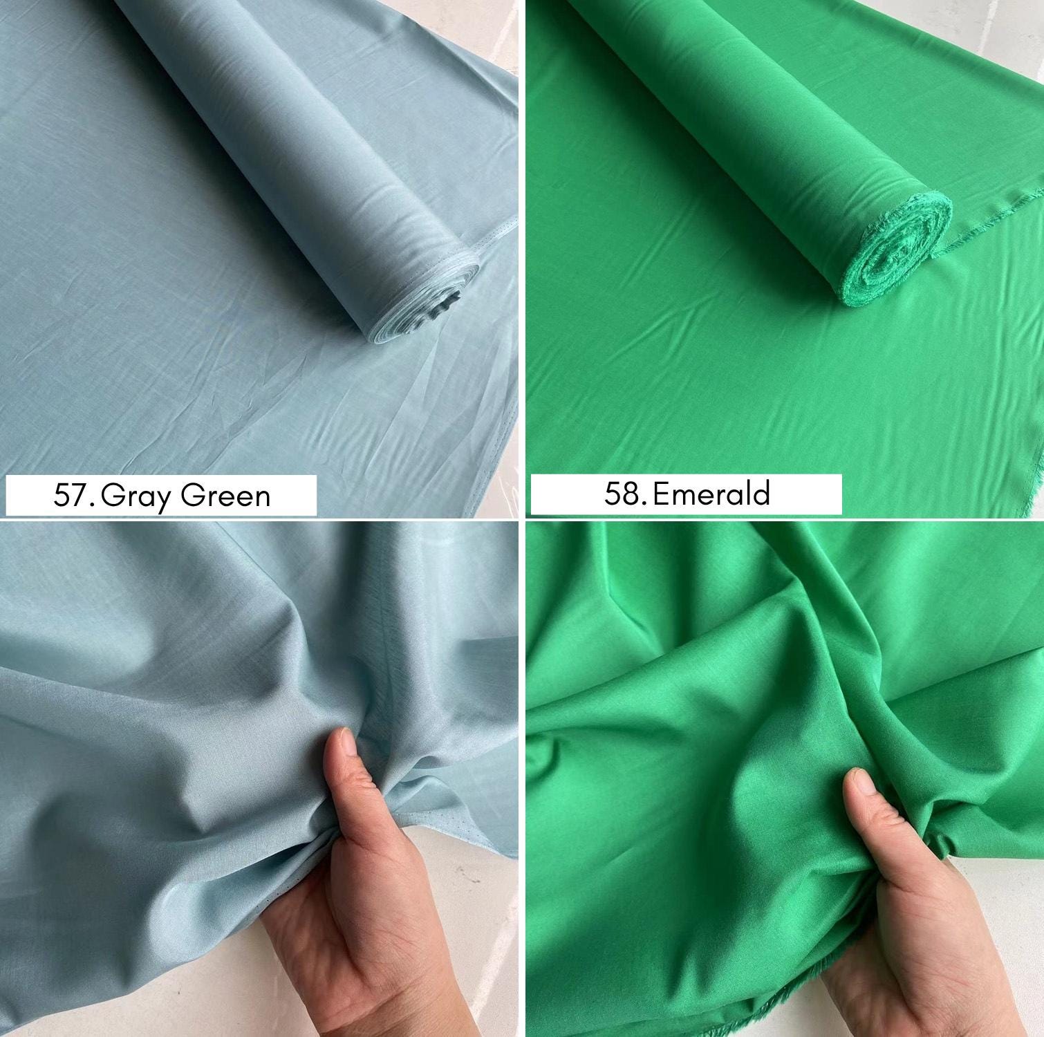 Silk Cotton fabric, 12 momme 140cm wide by the Yard, 60 solid colors