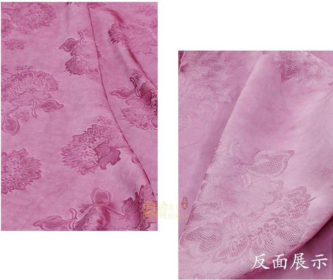MEIFSN - 16 Momme Vintage Style Dirty Dyed Rose Pink Jacquard Sambo satin Satin Silk Fabric - 135cm wide by the Yard