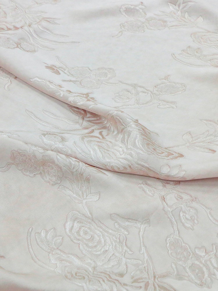 PUZHUO -  Handmade Jacquard Plant Dye Silk Fabric Silk Viscose Blend - 133cm wide by the Yard