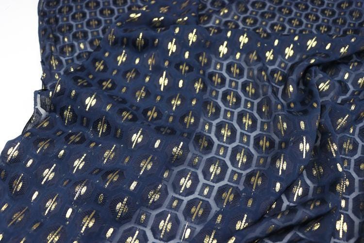 JFHZDH - 16 Momme Golden Thread Weave Silk Georgette Fabric - 114cm wide by the Yard