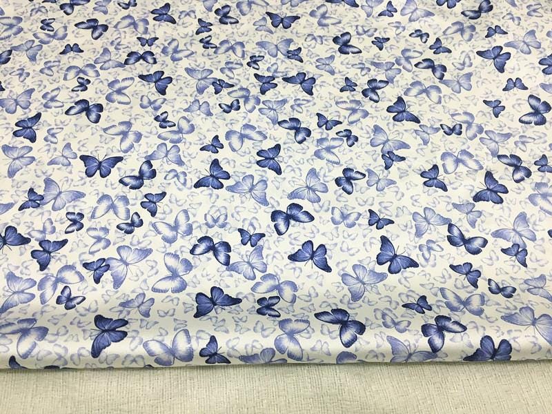 QICIDI - 19 Momme Celadon Butterfly Print Stretch Charmeuse Silk Satin Fabric - 135cm wide by the Yard