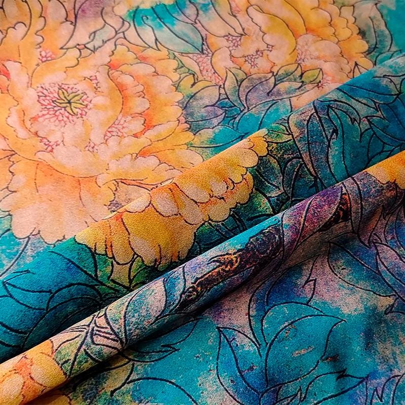 GUYJMD - Handmade 40 Momme Mud Silk Satin Fabric - 112cm By the Yard