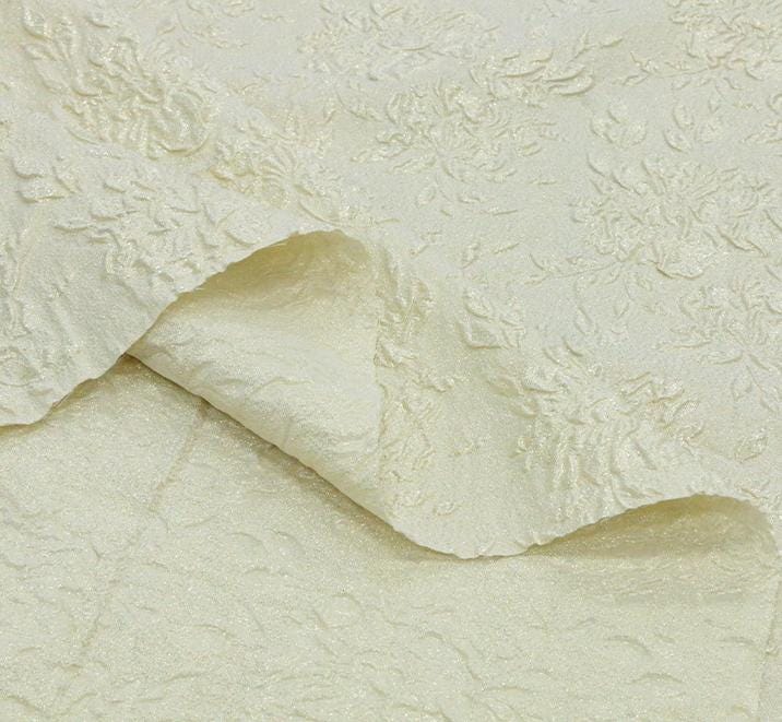 JILZIJ - 26 Momme Concave and Convex Relief Jacquard Golden Thread Weave Three-dimensional Texture Silk Fabric - 125cm wide by the Yard