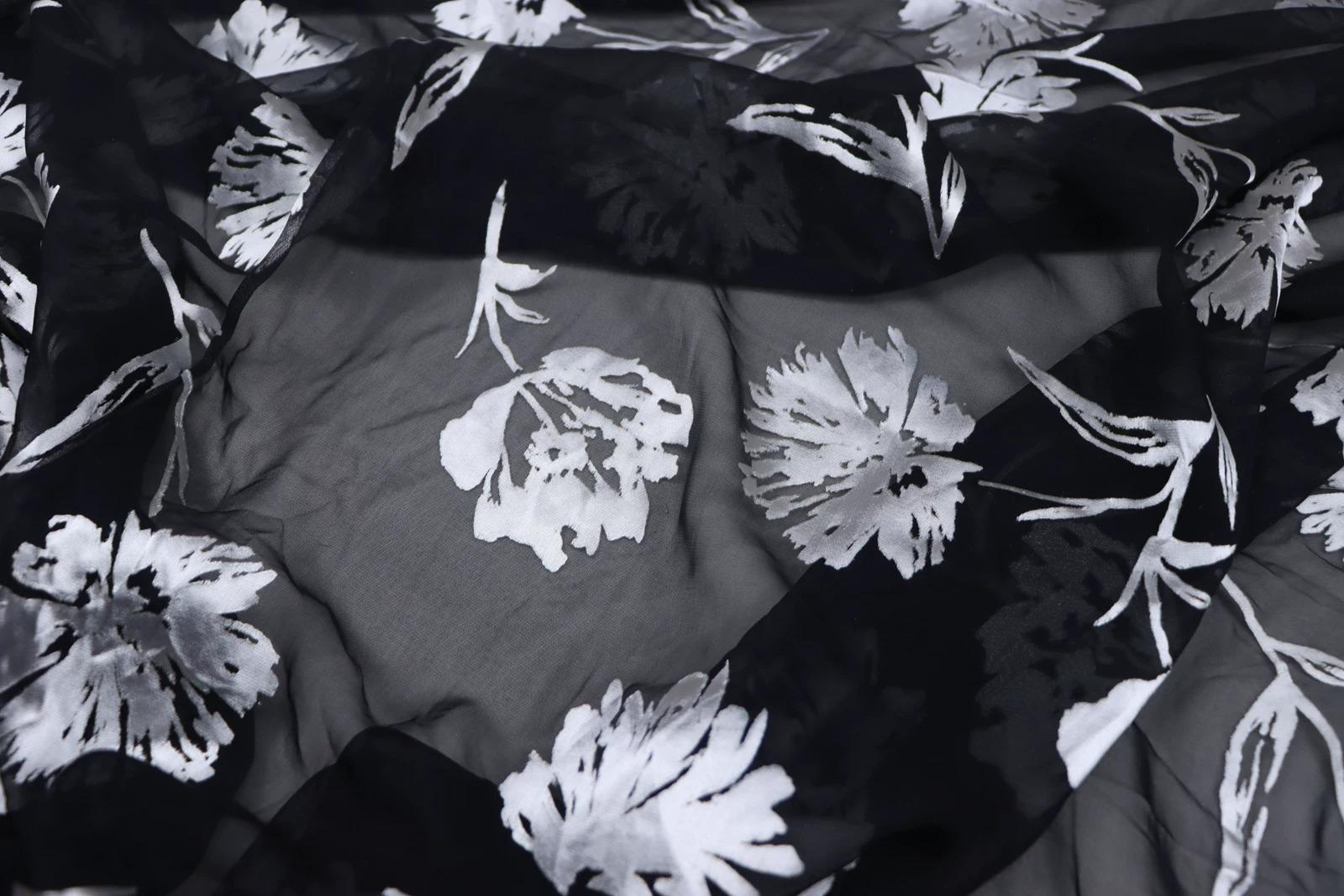 JFHKFHDH - Silk Devore Satin Fabric,  10 Momme Burnout Big Floral , 138 cm Wide by the Yard