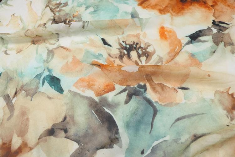 JFHGDF - 9 Momme Floral Print Silk Georgette Fabric - 140cm wide by the Yard