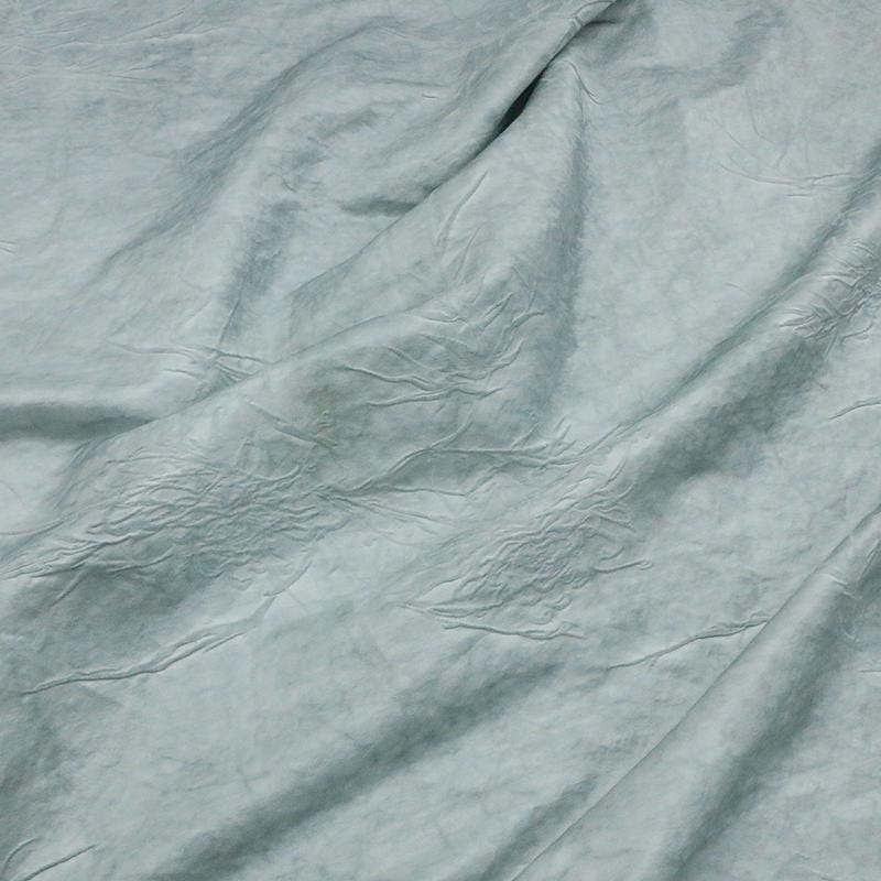 HUGANR - 28 Momme Dirty Dyed Lake Blue Silk cotton-Linen Jacquard Satin Silk Fabric - 138cm wide by the Yard