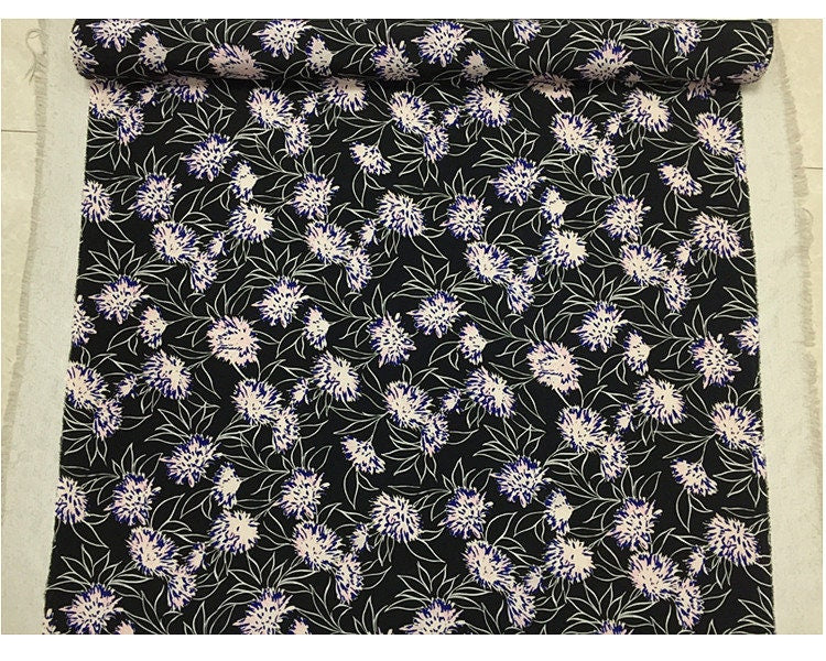 SONGHUA - 16 momme Floral Print Silk Crepe de Chine Fabric - 114cm wide by the Yard