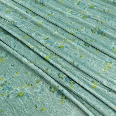 ZSRHGX  - 55 Momme Lake Blue Background with Small Floral Pattern Printed Mulberry Silk Velvet Fabric -  140cm wide by the Yard