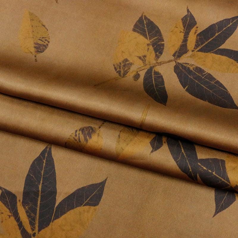KASFEY - Handmade 38 Momme Maple Leaves Digital Printing Mud Silk Satin Fabric -108cm By the Yard