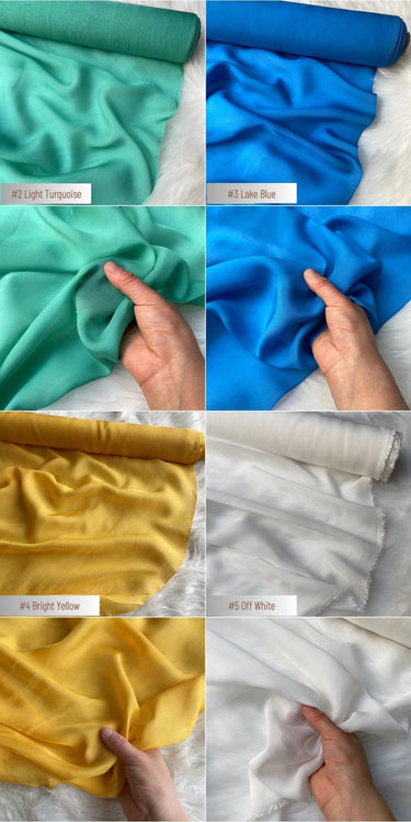 34 Solid Colors - 8 momme Silk Chiffon Fabric - 140cm wide by the Yard