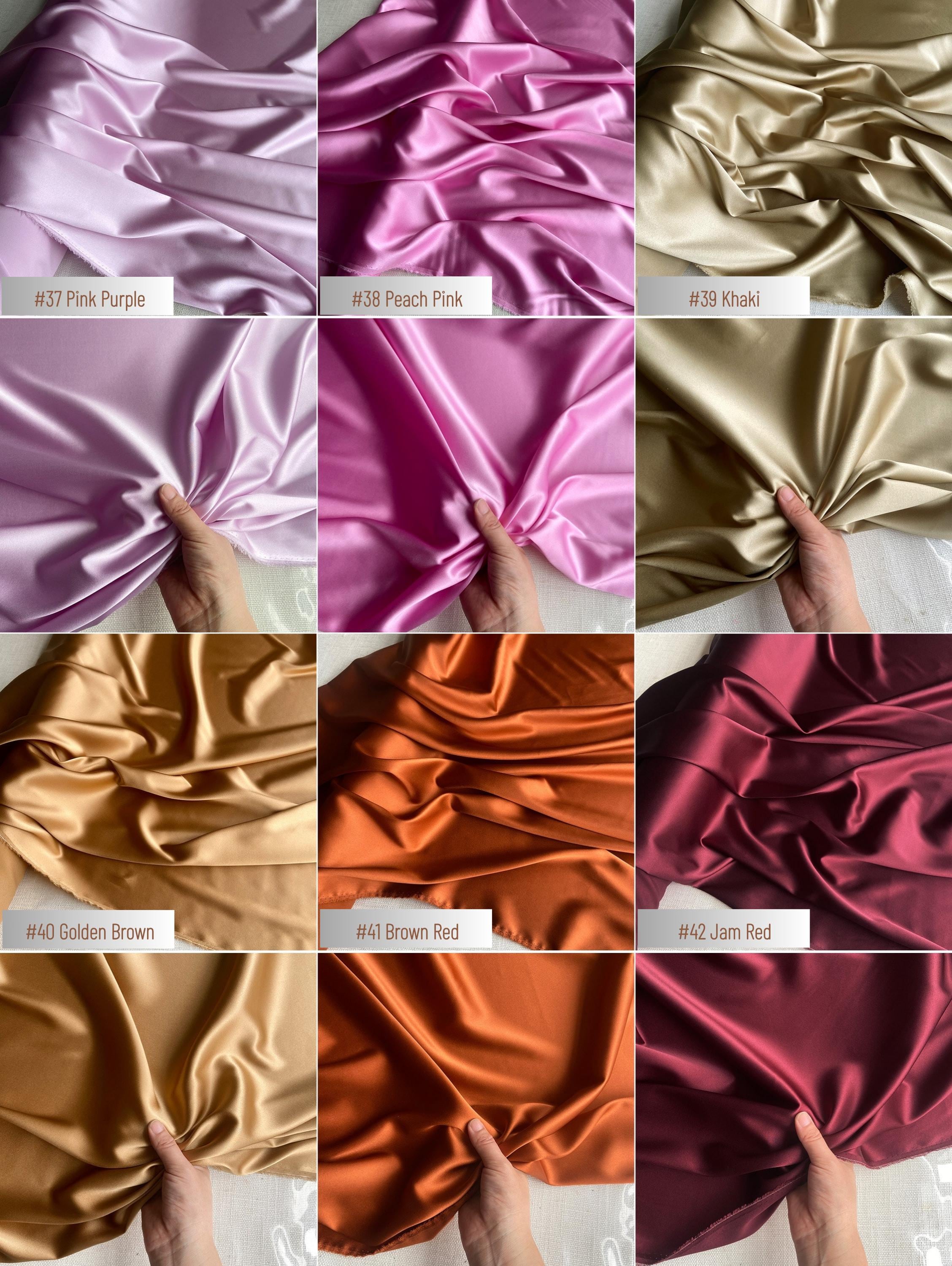 Stretch 90% Silk Charmeuse, 19 Momme solid 80 colors, 140cm wide by the yard