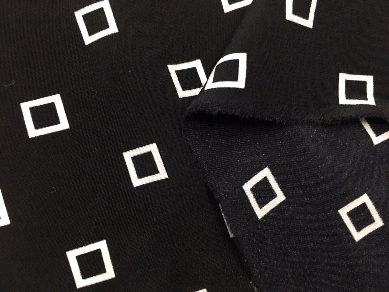 ELSMAQ - 19 Momme Elegant Small Square Pattern Digital Print Stretch Silk Satin Fabric - 140cm wide by the Yard