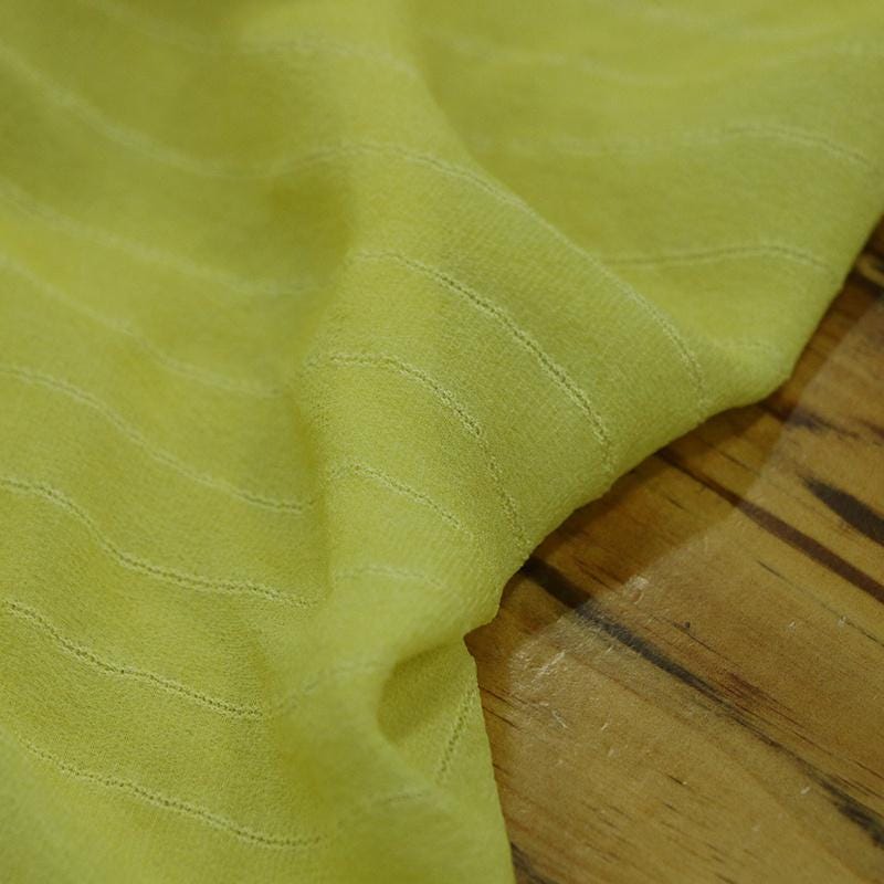 LEMOHU - 12 Momme Lemon Yellow Striped Jacquard Silk Georgette Fabric - 110cm wide by the Yard