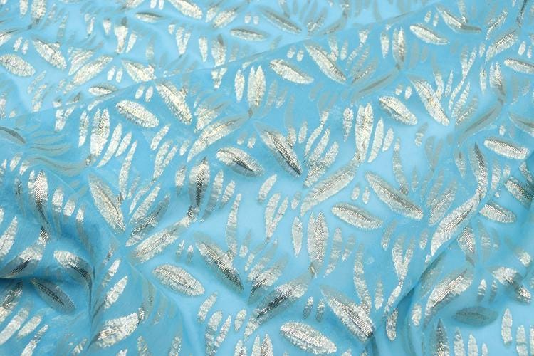 JFHDLS - 12 Momme Golden Thread Weave Silk Georgette Fabric - 135cm wide by the Yard