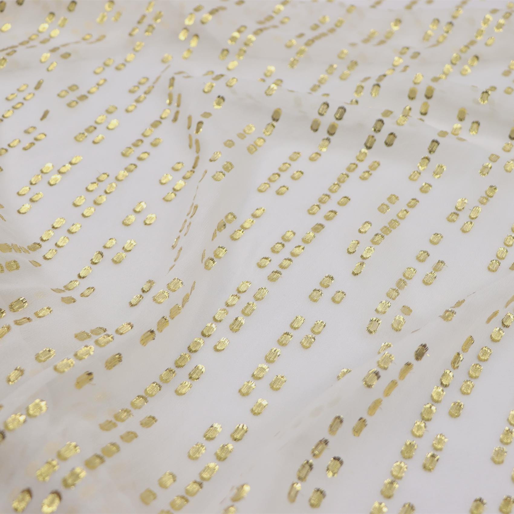 JFHBSJ - 10 Momme Golden Thread Weave Silk Georgette Fabric - 114cm wide by the Yard