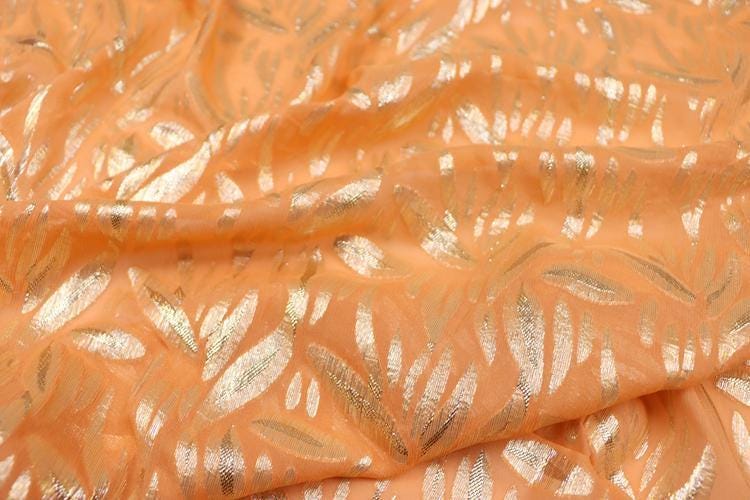JFHCSD - 12 Momme Golden Thread Weave Silk Georgette Fabric - 135cm wide by the Yard