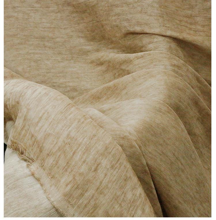 SIMCRO - 22 Momme Ultra-Soft, Drapey Khaki Hand-dyed Silk-Linen Jacquard Satin With Mulberry Silk Fabric - 110cm wide by the Yard